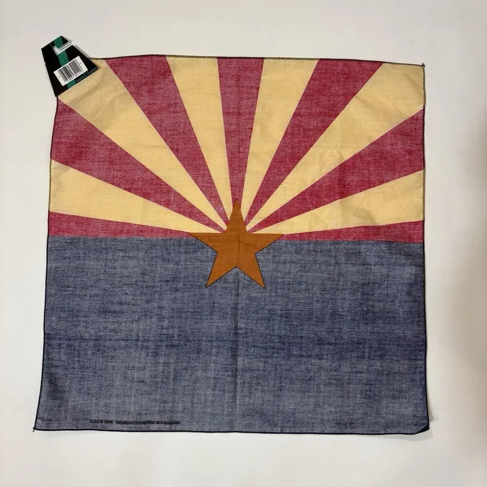 Arizona Flag Bandana New Hav-A-Hank USA Made Poly-Cotton Star Red Yellow Blue